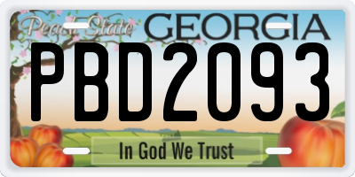 GA license plate PBD2093