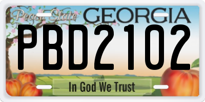 GA license plate PBD2102