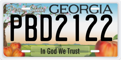 GA license plate PBD2122
