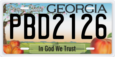 GA license plate PBD2126