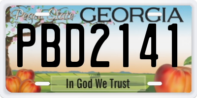 GA license plate PBD2141
