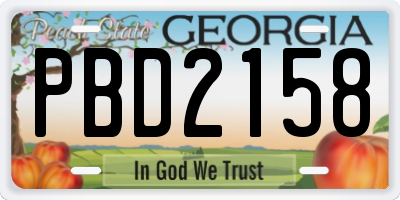 GA license plate PBD2158
