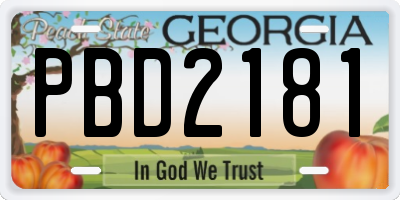 GA license plate PBD2181