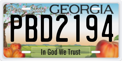 GA license plate PBD2194