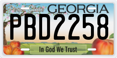 GA license plate PBD2258