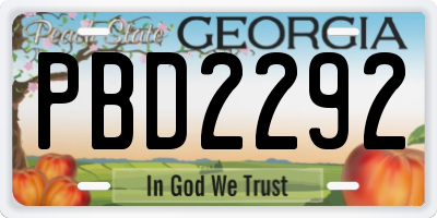GA license plate PBD2292