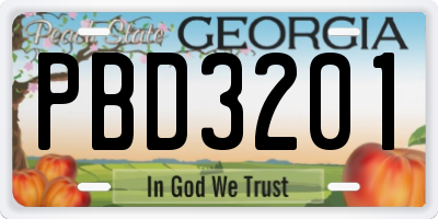 GA license plate PBD3201