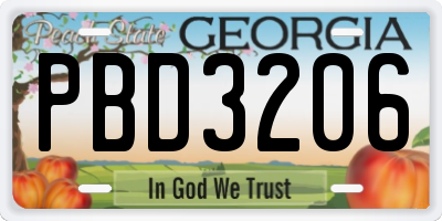 GA license plate PBD3206