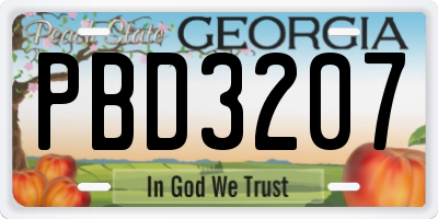 GA license plate PBD3207