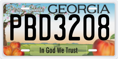 GA license plate PBD3208