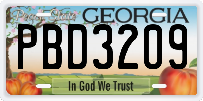 GA license plate PBD3209