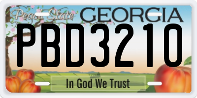 GA license plate PBD3210