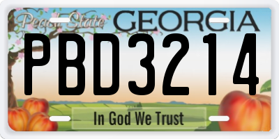 GA license plate PBD3214