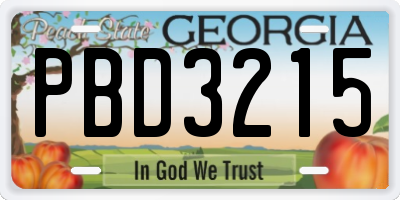 GA license plate PBD3215