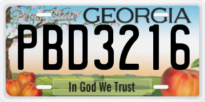 GA license plate PBD3216