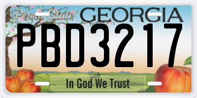 GA license plate PBD3217
