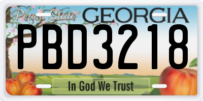 GA license plate PBD3218