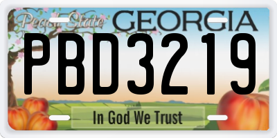 GA license plate PBD3219