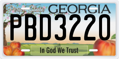 GA license plate PBD3220