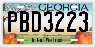 GA license plate PBD3223