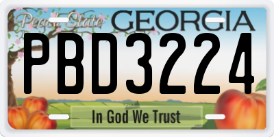 GA license plate PBD3224