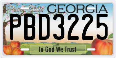 GA license plate PBD3225