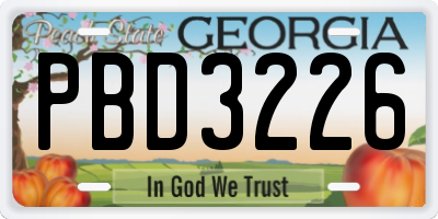 GA license plate PBD3226