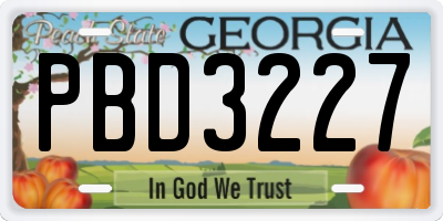 GA license plate PBD3227