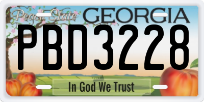 GA license plate PBD3228