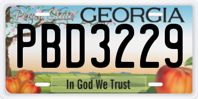 GA license plate PBD3229