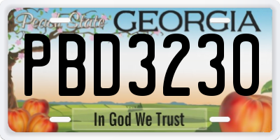 GA license plate PBD3230