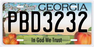 GA license plate PBD3232
