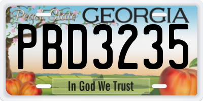 GA license plate PBD3235