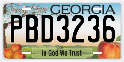 GA license plate PBD3236