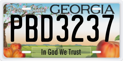 GA license plate PBD3237