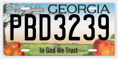 GA license plate PBD3239