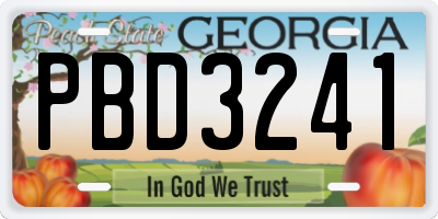 GA license plate PBD3241