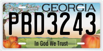 GA license plate PBD3243
