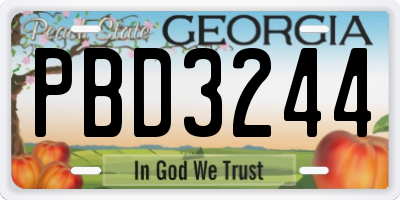 GA license plate PBD3244