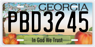 GA license plate PBD3245