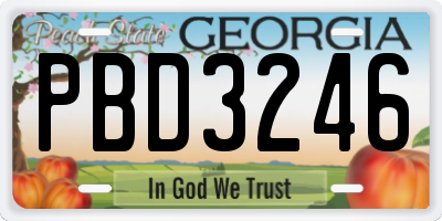 GA license plate PBD3246