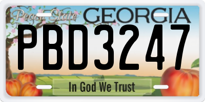 GA license plate PBD3247