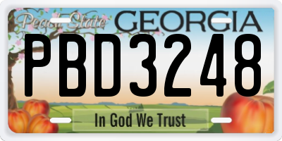 GA license plate PBD3248