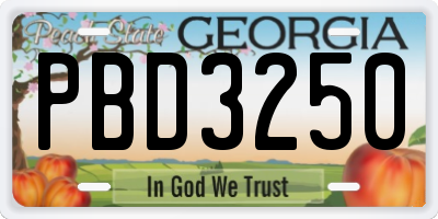 GA license plate PBD3250