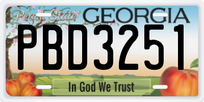 GA license plate PBD3251