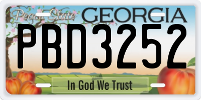 GA license plate PBD3252