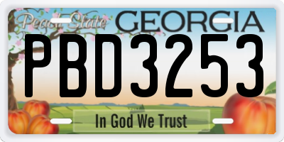 GA license plate PBD3253