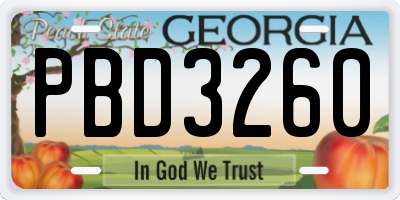 GA license plate PBD3260