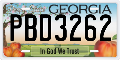 GA license plate PBD3262