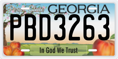 GA license plate PBD3263